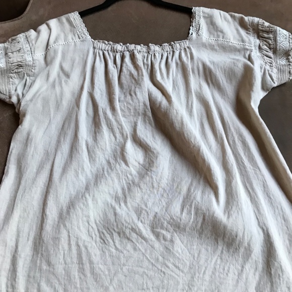 J. Crew Tan Ruffled Embellished Blouse Short Sleeve - Picture 2 of 5